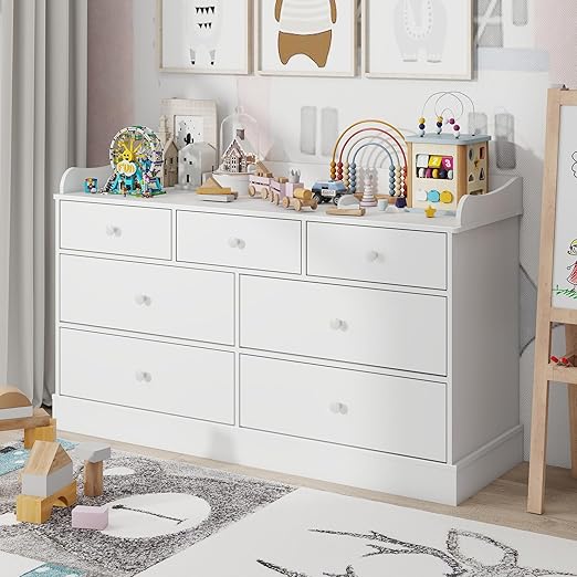 Kids 7-Drawer Dresser with Changing Table Top