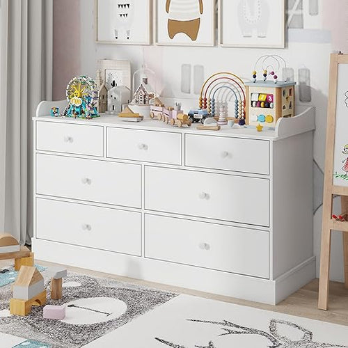 Kids 7-Drawer Dresser with Changing Table Top