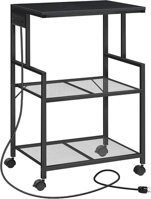 3-Tier Rolling Printer Stand with Charging Station