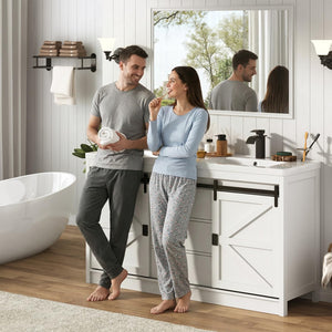 59" Double Bathroom Vanity with Sink, Faucet & Storage Drawers
