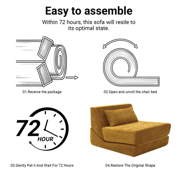 Convertible Memory Foam Sleeper Chair with Lumbar Pillow
