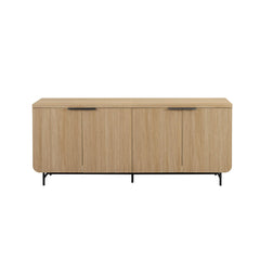 Fluted 4-Door Sideboard Buffet Console, 69 Inch
