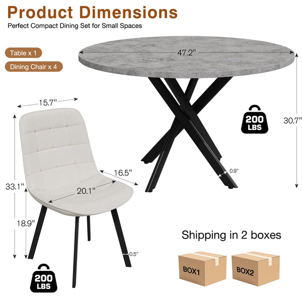 Round Dining Table Set for 4