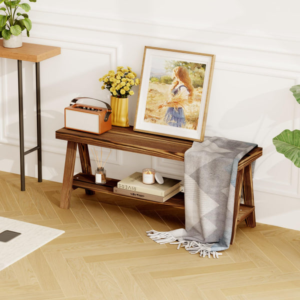 Farmhouse Wood Entryway Bench