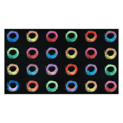 Colorful Circle Classroom Area Rug — Non-Slip Educational Kids Carpet