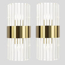 Gold Crystal Wall Sconces Set of 2 – Mid-Century Modern Glass Wall Light Fixtures