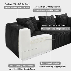 L-Shaped Modular Sectional Sofa with Ottoman – Deep Seat Cloud Couch, No Assembly, 4-Seat