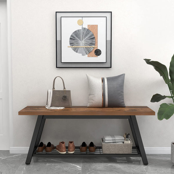 Industrial Storage Bench with Shoe Rack