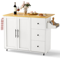 Rolling Kitchen Island with Storage and Drop Leaf