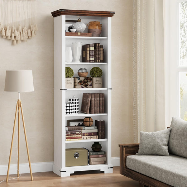 6-Tier Tall Bookshelf with Adjustable Shelves