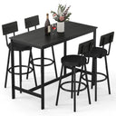 5-Piece Bar Table Set with 4 Upholstered Stools