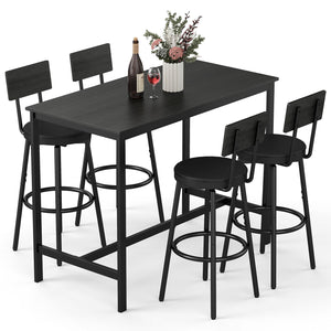 5-Piece Bar Table Set with 4 Upholstered Stools