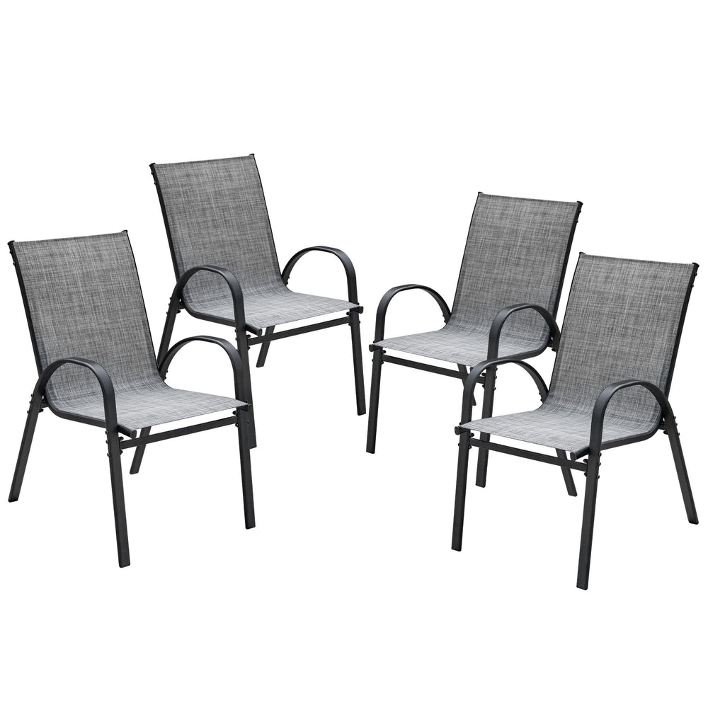 4-Pack Stackable Outdoor Patio Dining Chairs – Steel Frame & Textilene Fabric