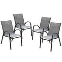 4-Pack Stackable Outdoor Patio Dining Chairs – Steel Frame & Textilene Fabric