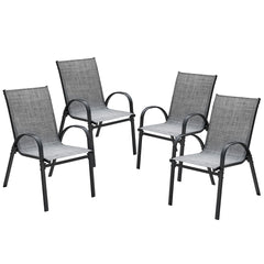 4-Pack Stackable Outdoor Patio Dining Chairs – Steel Frame & Textilene Fabric