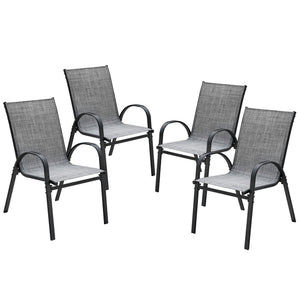4-Pack Stackable Outdoor Patio Dining Chairs – Steel Frame & Textilene Fabric