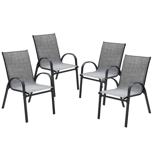 4-Pack Stackable Outdoor Patio Dining Chairs – Steel Frame & Textilene Fabric