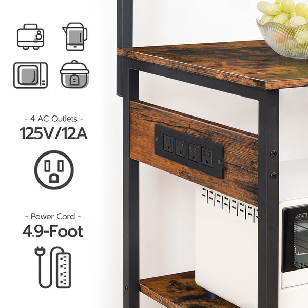 6-Tier Baker's Rack with Power Outlets & Wire Baskets
