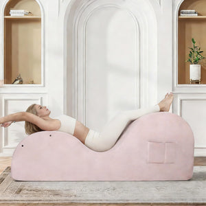 Yoga Chaise Lounge Chair with Headrest & Accessories – Pink Large
