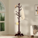 Freestanding Wooden Coat Rack with 7 Hooks – 72" Hall Tree Stand