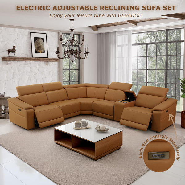 L-Shaped Power Recliner Sectional Sofa with Storage Console & USB Ports