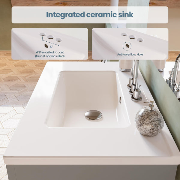 30 Inch Farmhouse Bathroom Vanity with Ceramic Sink