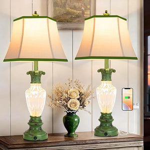 Table Lamp Set of 2 with USB Ports & 3-Color Temperatures