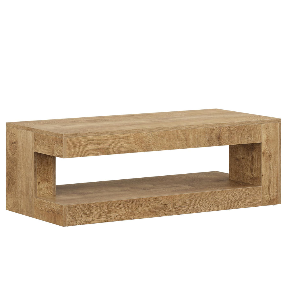 2-Tier Farmhouse Coffee Table, 47" Rectangular Living Room Center Table