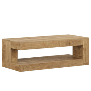 2-Tier Farmhouse Coffee Table, 47" Rectangular Living Room Center Table