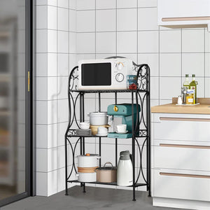 3-Tier Metal Baker's Rack with Microwave Stand & Storage Shelves