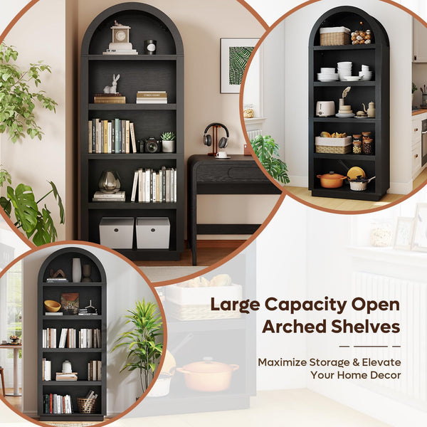 5-Tier Arched Bookshelf 76"