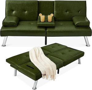 Convertible Futon Sofa Bed with Removable Armrests