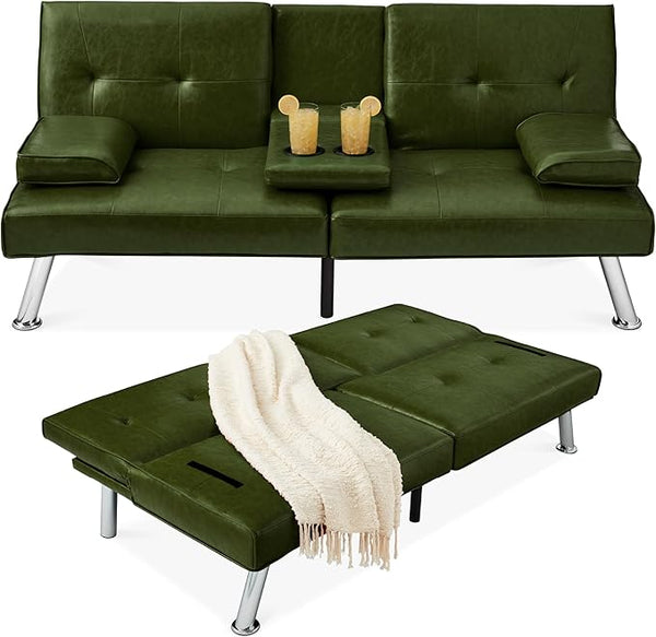 Convertible Futon Sofa Bed with Removable Armrests