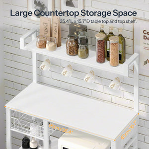 Baker's Rack with Power Outlets & Mesh Basket