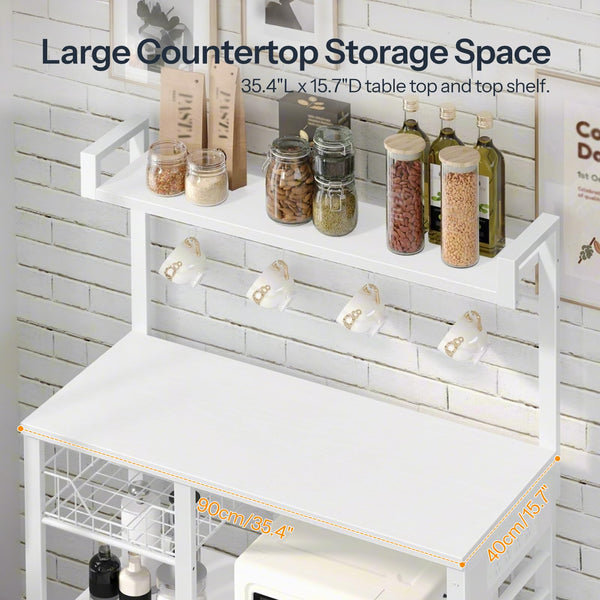 Baker's Rack with Power Outlets & Mesh Basket