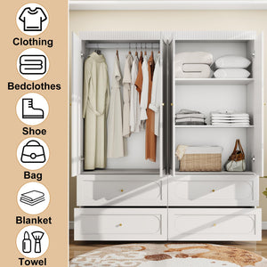 4-Door Armoire Wardrobe with Drawers