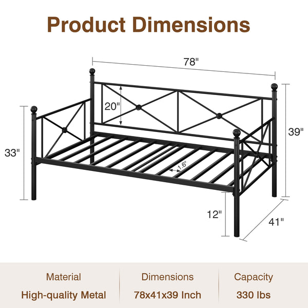 Twin Size Daybed Frame with Headboard