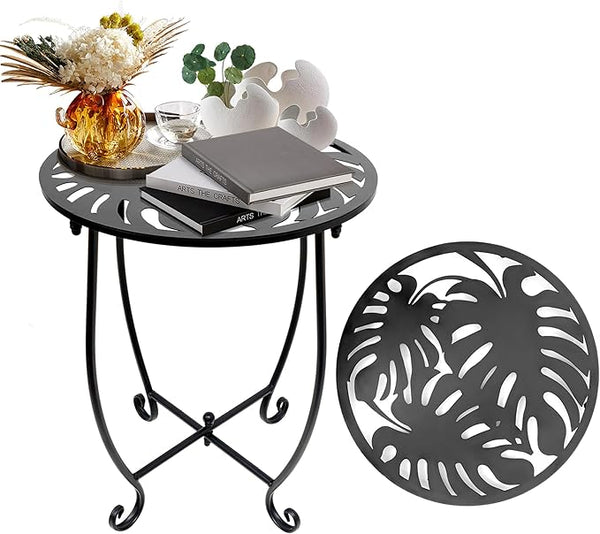 Round Metal Outdoor Side Tables – Set of 2