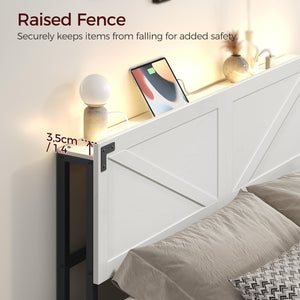 King Size Headboard with LED Lights and USB Charging Ports