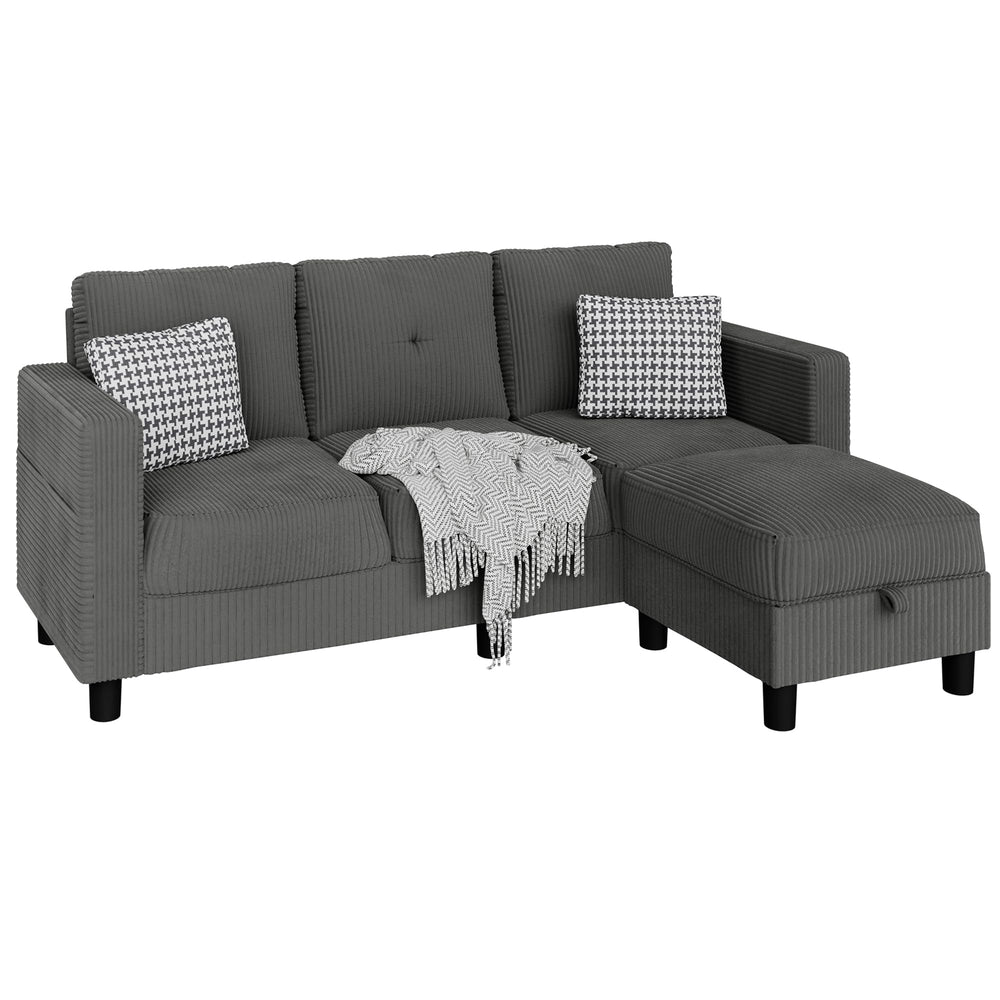 L-Shaped Sectional Sofa with Ottoman & Storage