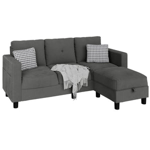 L-Shaped Sectional Sofa with Ottoman & Storage