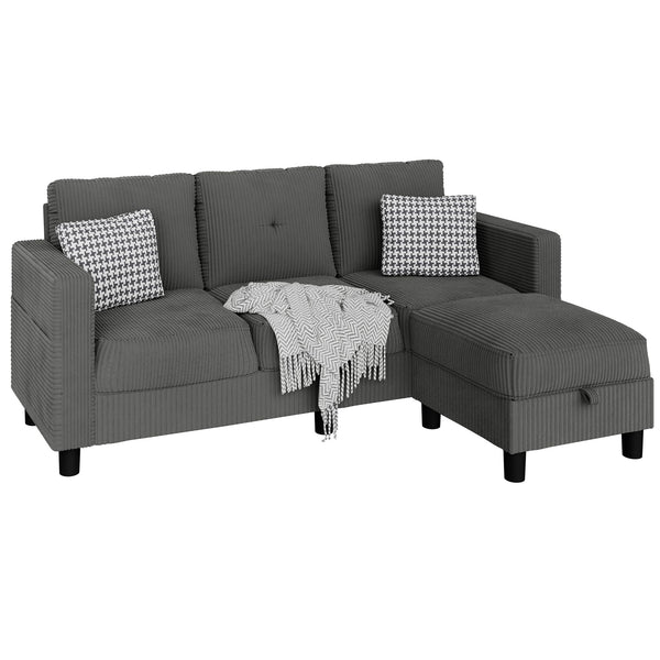 L-Shaped Sectional Sofa with Ottoman & Storage