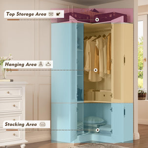 Modular Wardrobe Closet with Frosted Glass Doors