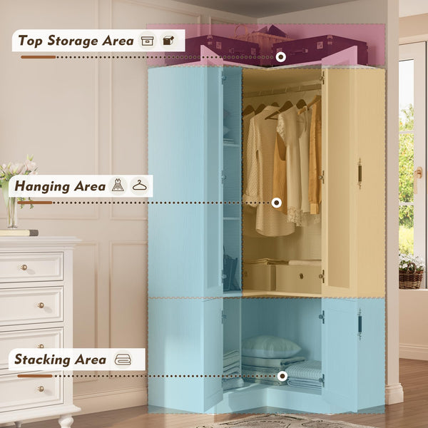 Modular Wardrobe Closet with Frosted Glass Doors