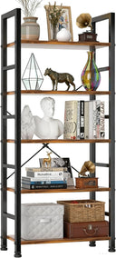 5-Tier Industrial Bookshelf with Metal Frame