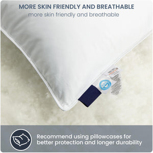 White Goose Down Pillow – 900 Fill Power, 700TC Cotton Shell