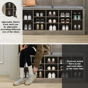 Farmhouse Hall Tree with Bench and Shoe Storage