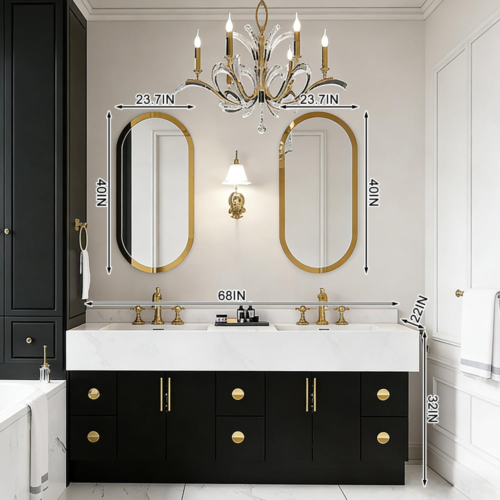 Large Double Sink Bathroom Vanity with Lighted Mirror