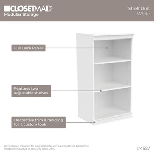 Modular Storage Shelf Unit with 3 Adjustable Shelves