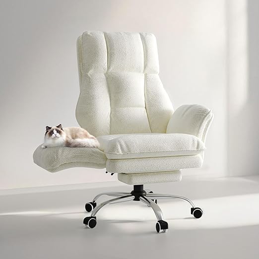 Big and Tall Office Chair with Flip Armrests, Footrest & Reclining Wide Seat